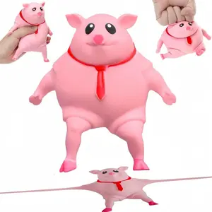 Stretchy Glue-Sand Filled Rubber Pig , Latex Piglet Soft Decompression Doll Toy, Animal High-Elastic Stretchable Decompression, Decompression Toy for Adults and Children (Pig-S)