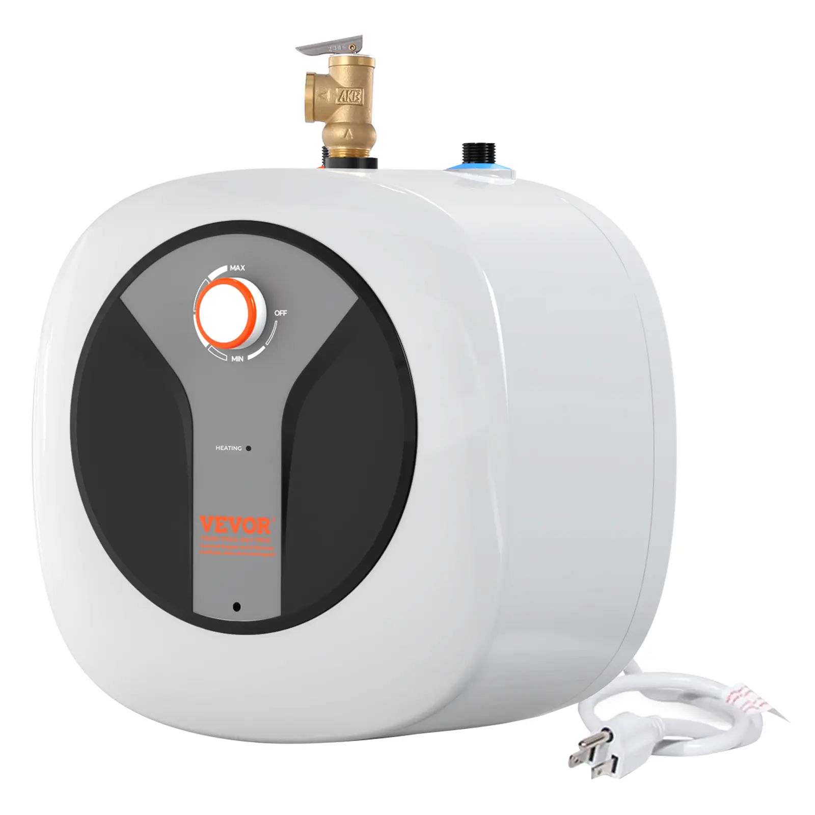 【Summerfinds】VEVOR 8-Gallon Compact Vertical Indoor Electric Mini-Tank Water Warmer, 1440W Boiler with Safety Temperature Pressure Valve, Easy-Install Shelf/Wall/Floor Mounted for Kitchen Bathroom, Led Lights, Hot Water
