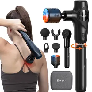 NAPRE 3-in-1 Mini Massage Gun with Heat and Cold,Deep Tissue Back Massage with Detachable Handle for Neck/Body Pain Relief,Portable Handheld Percussion Muscle Massager,Small & Quiet,5 Heads with Case,Gift