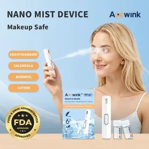 Acewink BlingU Icy Refresh Nano Eye Mist Device with Menthol & Goji: Instant Cooling Wake-Up Relief for Tired Screen Eyes & Gamers Portable Ultrasonic Facial Steamer Makeup Safe li