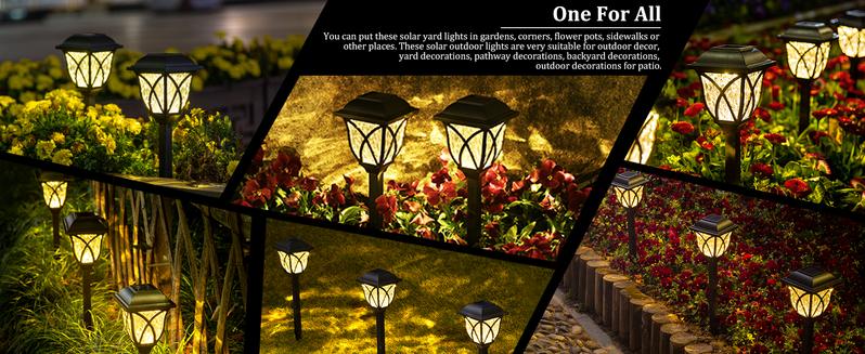 GIGALUMI Solar Lights Outdoor Waterproof, 6 Pack LED Solar Garden Lights, Solar Lights for Outside, Yard, Patio, Landscape, Walkway (Warm White)