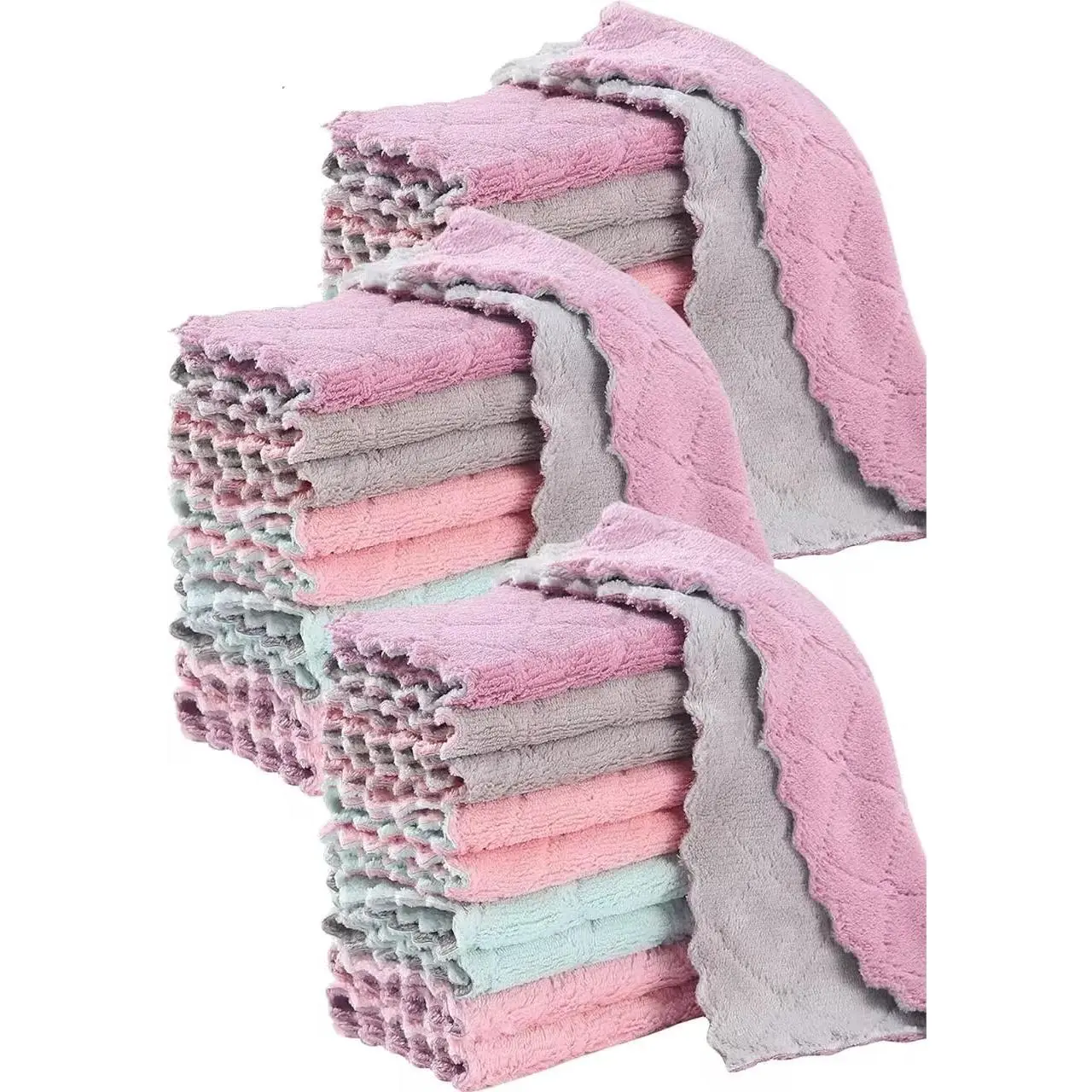 Kitchen Dish Cloths Dish Towels, Super Soft and Absorbent Coral Fleece Cloth, Coral  Microfiber Cleaning Cloth, Nonstick Oil Washable  Drying Dish Rags for Clean Table, Dish, Glass. (24)