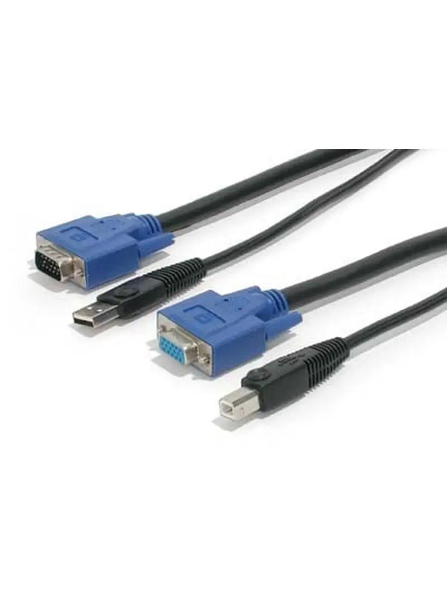 StarTech Ltd 10 ft USB-VGA 2-in-1 KVM Switch Cable - USB A Interface, Tangles-Reducing Bonded Design, Coaxial Video, Plug-and-Play, 3-Year Support, System Adapters & Cables, Office Use