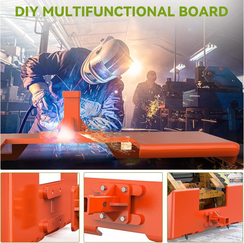 YITAMOTOR 3/8" Skid Steer Mount Plate with 2" Removable Trailer Hitch Receiver, Thick Skid Steer Plate Attachment, Universal Skid Loader Tractor Quick Attach Plate, Removable, Orange