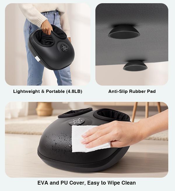 Nekteck Shiatsu Foot Massager Machine with Soothing Heat, Deep Kneading Therapy, Air Compression, Improve Blood Circulation and Foot Wellness Brown