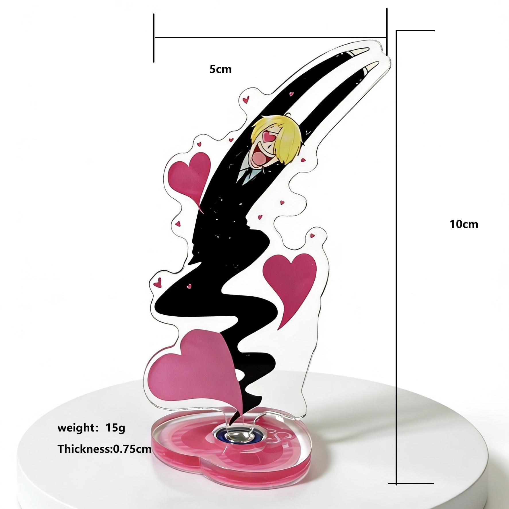 One Piece Sanji Rotating Acrylic Stand Figure, Funny Heart Eyes Design Anime Desktop Ornament, Cartoon Character Table Decor, Fans Collection Gift, Figurine