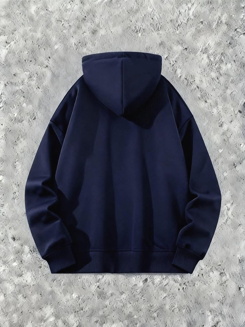 Men’s Solid Color Cotton Hoodie, Loose Fit Pullover Sweatshirt for Fall and Winter, Casual Versatile Menswear Top for Outdoor Activities, Daily Commute, Street Style and Comfortable Everyday Wear Operator