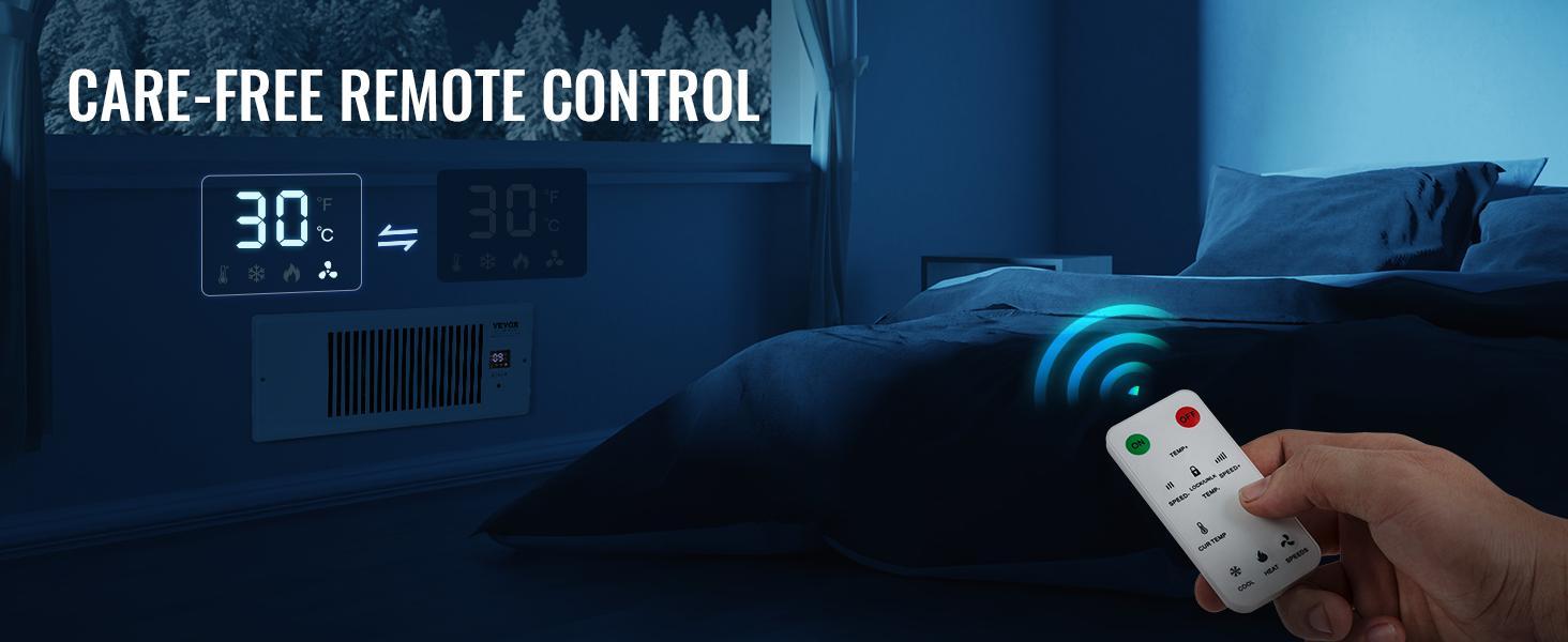 VEVOR Register Booster Fan, TikTokShopBlackFriday, Quiet Vent Booster Fan Fits 4” x 12” Register Holes, with Remote Control and Thermostat Control, Adjustable Speed for Heating Cooling Smart Vent, White