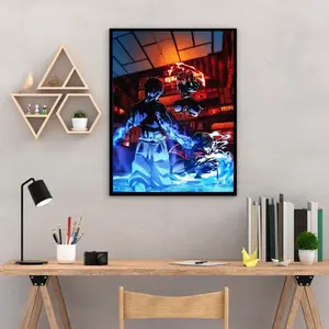 Tanjiro & Tomioka vs Akaza – Epic Demon Slayer Poster, Dynamic Battle Scene Wall Art for Anime Decor!_Poster