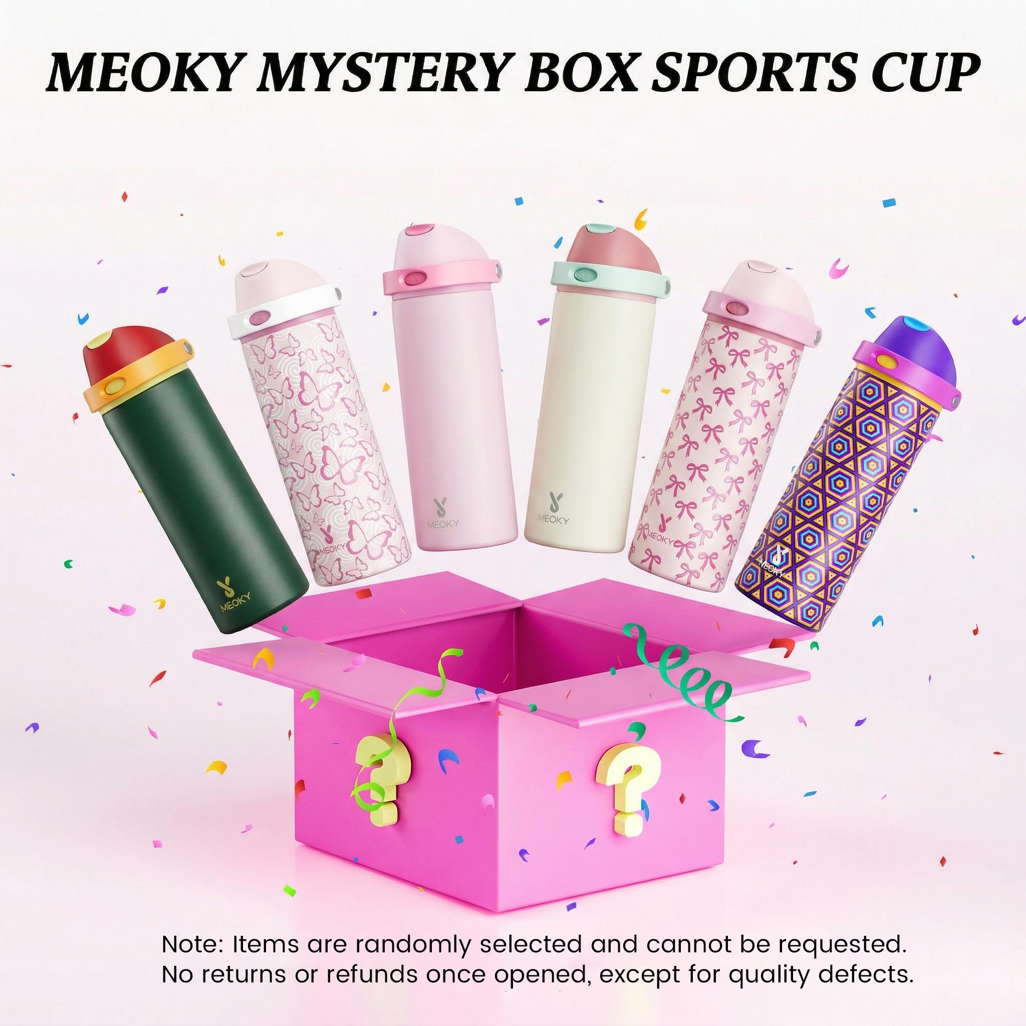 【Meoky Mystery Box Sports Cup】24oz/32oz/40oz Stainless Steel Water Bottle, 2-in-1 Leakproof Lid, 24H Cold Retention, BPA-Free & Anti-slip Silicone Base, Ideal for Sports,Gym,Travel,School | Perfect Father’s Day & Graduation Gifts with Hot Deals