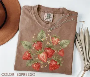 Comfort Colors Vintage Strawberry Tshirt, Retro Strawberry Plant Botanical T-shirt, Cottagecore Berry Fruit Tee, Nature Tshirt, Gardener Gift