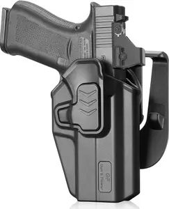 OWB Paddle Holster for Glock 43 / 43X / 48 (MOS & Rail Compatible), Level II Retention Outside Waistband Holster