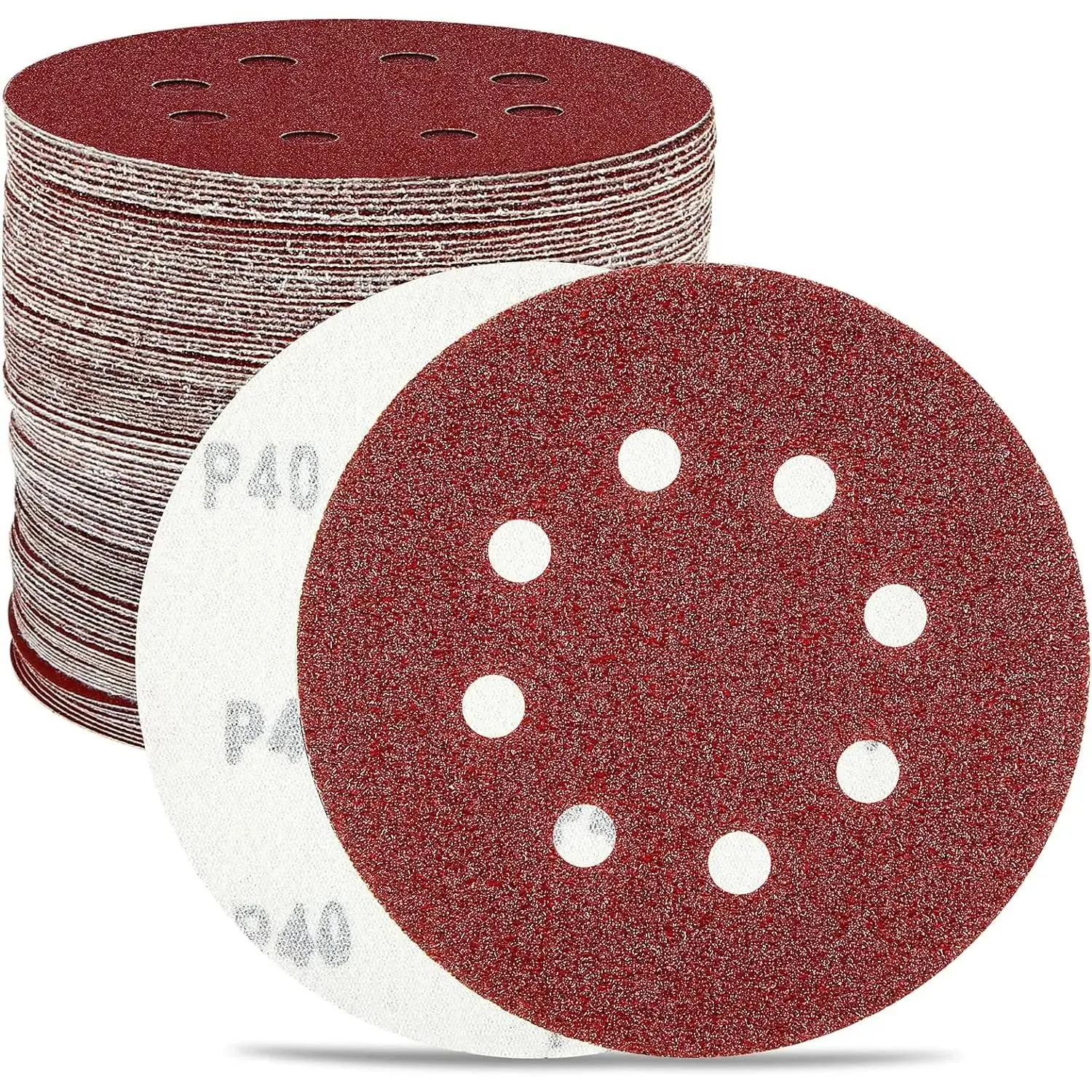 5-Inch 8-Hole Hook-and-Loop Diamond Sanding Discs Set (100-Piece) for Orbital Sander, Multiple Grits (40/60/80/100/120/150/180/240/320/400) Diamond Polishing Pad Tool Accessories
