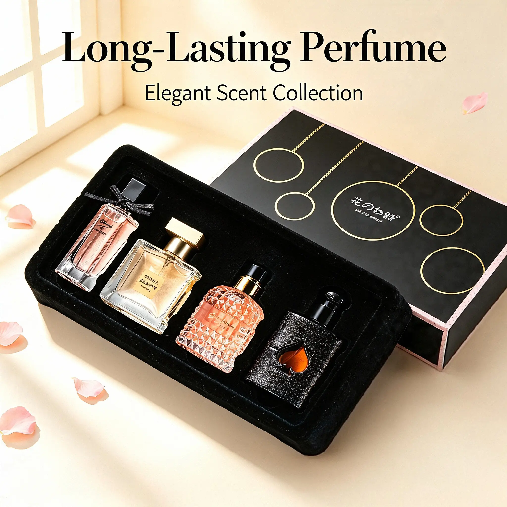 Luxury 4 Bottles Ladies Floral Fragrance Set Long Lasting Sweet Scent Perfume Gift Box, Ideal Surprise Gift for Women All Special Occasions