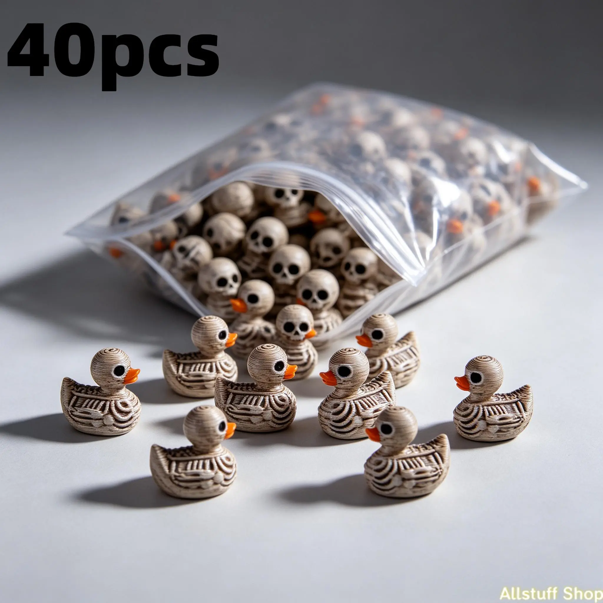 40-Pack Gothic Cute Skull Ducks - Resin Figurines for Halloween, Gothic Home, Office, Party - Compact Desk Decor, Collectible Gift for Dark Decor Lovers - Easy to Display, Halloween Decorations, Halloween Enthusiasts, Halloween Decoration, Spooky
