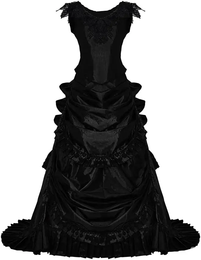 Women's Gothic Victorian Bustle Wedding Gown Renaissance Vintage Evening Long Dress Steampunk Ball Gowns