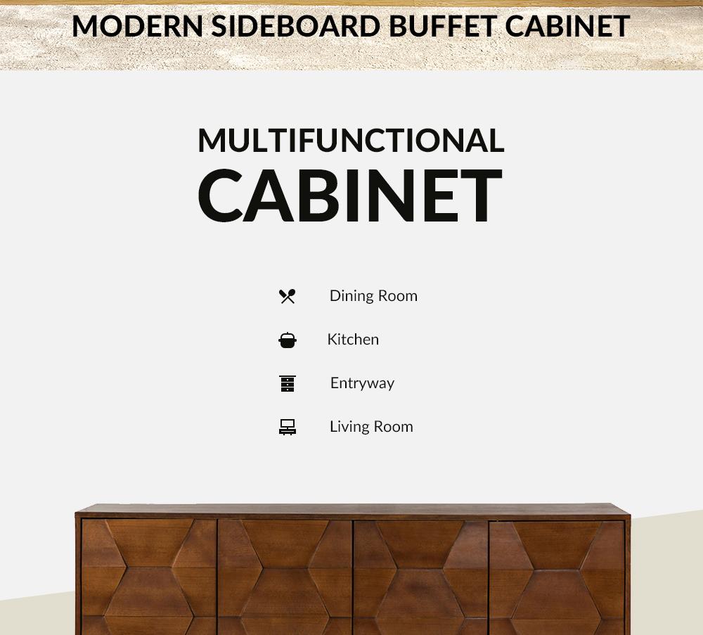 Hulala Kamu 60'' Sideboard: Stylish Storage Solution, Modern Sideboard, with 4 Doors, 2 Shelves, Solid Wood Legs, versatile storage, solid and manufactured wood, On-trend color palettes, for your living room or dining space