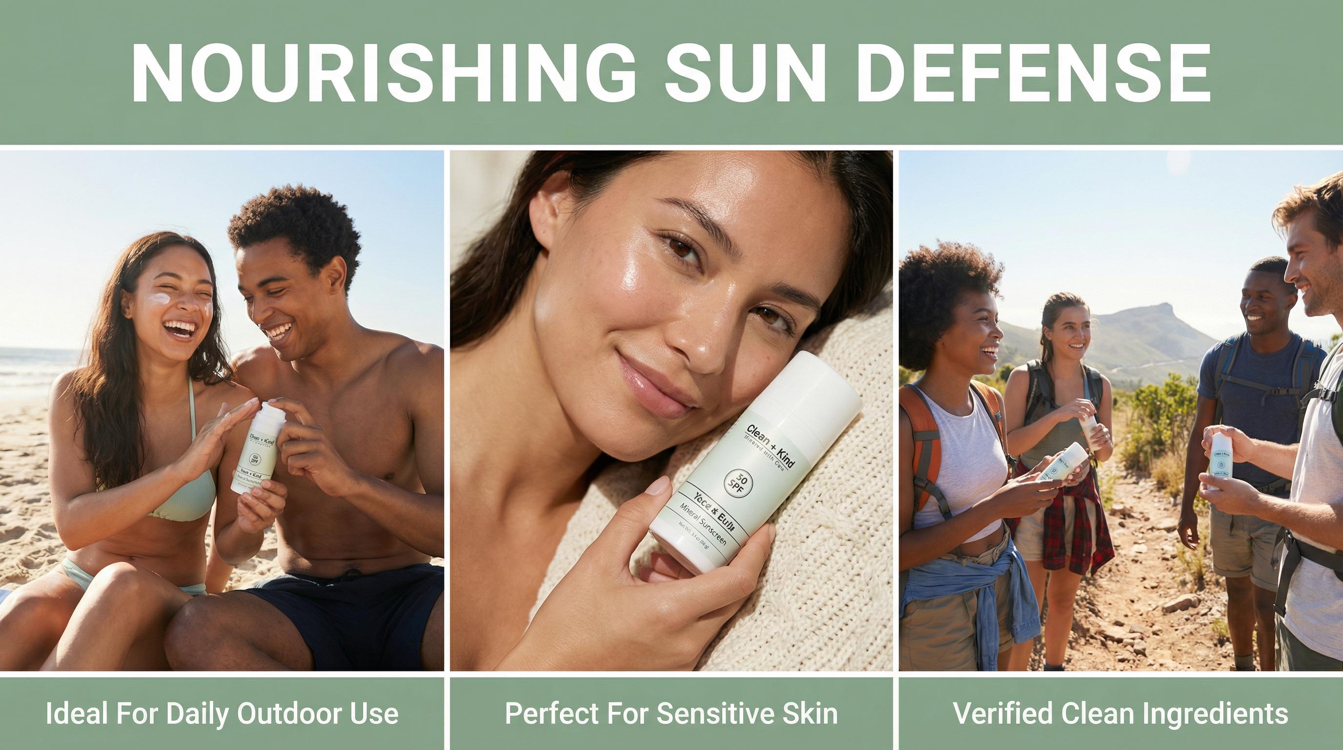 Clean + Kind Tallow Mineral Sunscreen - Lightweight Clean Sun Protection - Non-Nano Zinc Oxide & Raspberry Oil - Reef Safe Organic Daily