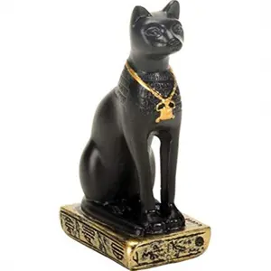 Egyptian Black Bastet Feline Cat Figurine Statue 3 inch