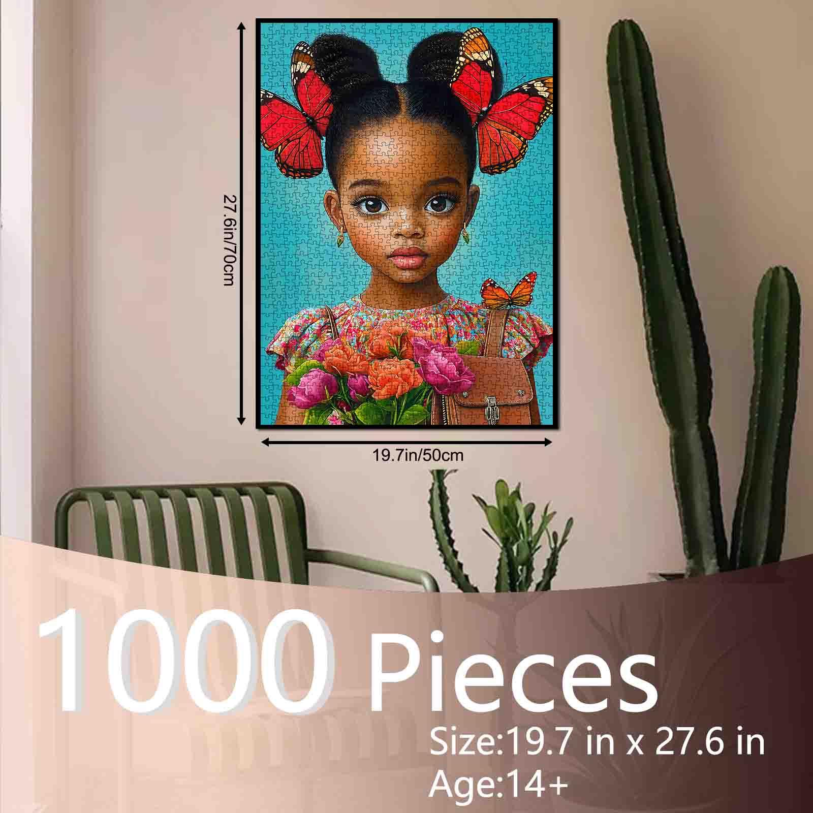 Butterfly Princess Girl 1000 Pieces Jigsaw Puzzle Relaxing Family Game for Stress Relief Brain Exercise Charming Art Style Challenging Adult Puzzle Beautiful Wall Décor Thoughtful Gift for Seniors and Loved Ones Relaxation Home 27.5x20inch 70x50cm
