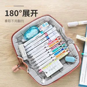 Expandable Pencil Bag 180° Stylish Functional Storage for Pens Markers & More Ideal for School Office Use