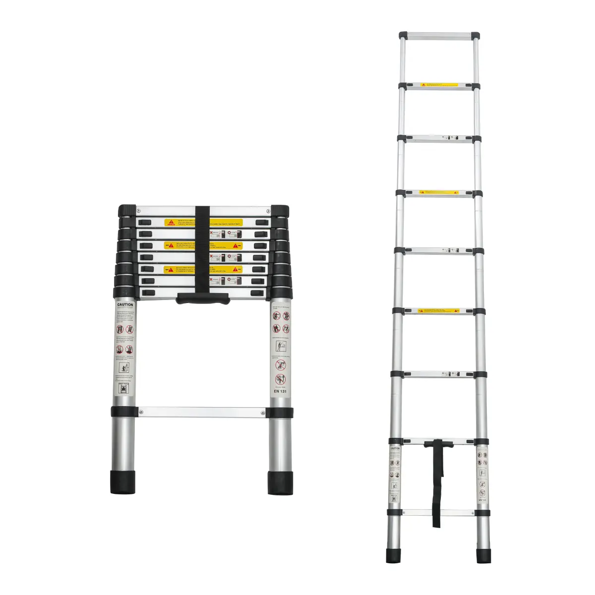 Telescoping Aluminum Ladder 8.5-10.5FT Extendable Folding Multi-Purpose with Locking Steps Non-Slip Feet for Home Painting Roof Tree Indoor Outdoor Use 300 LBS Load Capacity