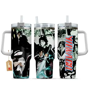 [Sip40 Otaku] [Bleach] Yhwach Quincy King Anime Tumbler 40oz With Handle Stainless Steel Cup, TYBW Arc Anime Travel Mug, Manga Iced Coffee Tumbler, Gift for Anime Fans