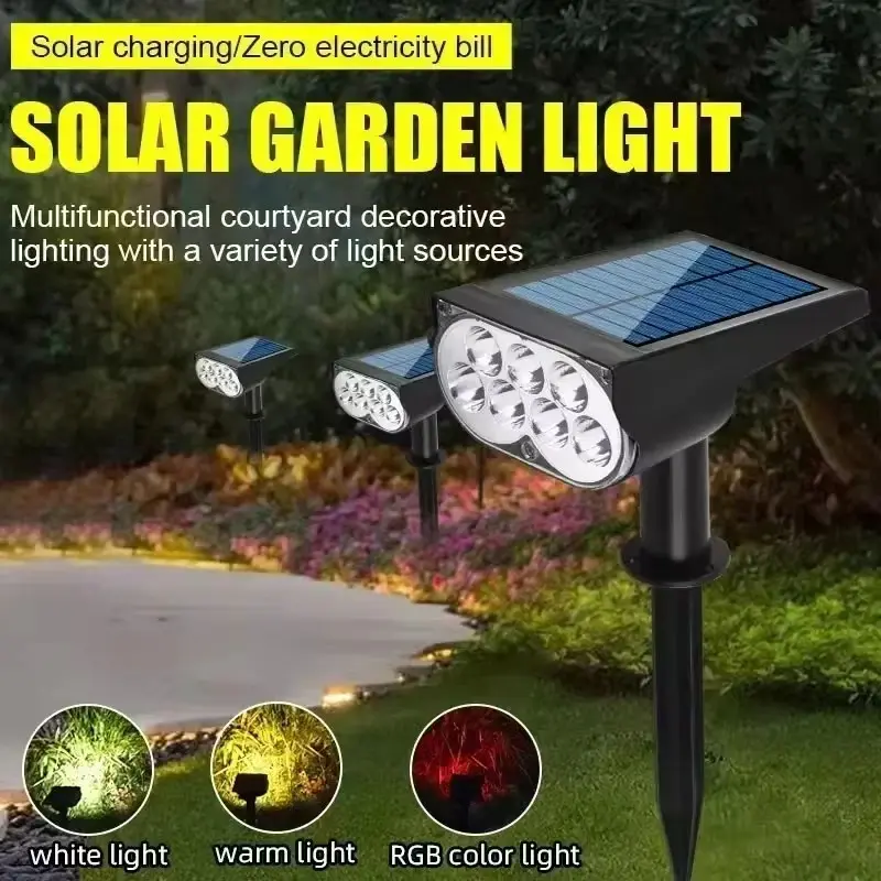 RGB Solar Powered LED Decorative Spotlights - 7 LED IP65 Waterproof, Adjustable Tint, Modern Outdoor Lighting, Outdoor Landscape Lighting, Landscape Lawn Light for Garden Decking Patio Christmas