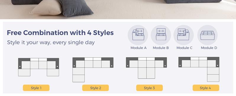 MAXYOYO Modular Sectional Sofa Couch, U Shaped Modern Cloud Couch with 2 Ottomans, Sofa in A Box, Tufted 6-Seat Boneless Sleeper Chair for Living Room, No Assembly Required