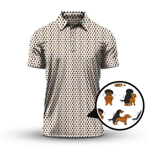 Funny Dachshund Golf Polo Shirt Print Menswear Lightweight Outdoor Gift