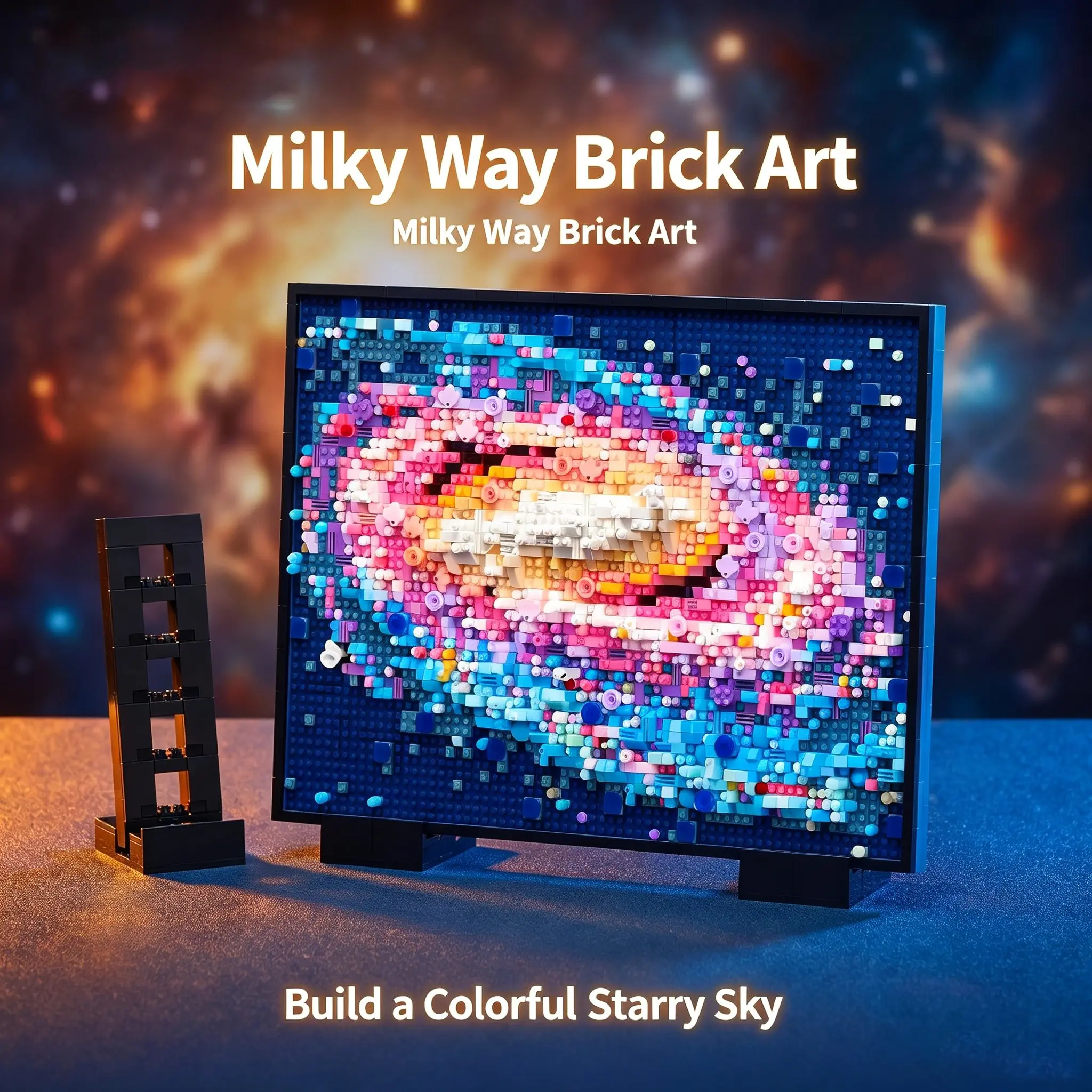 2985pcs Galaxy Pixel Art Blocks Set, DIY Mosaic Creative Puzzle Kit with Frame, Stress Relief Assembly Toy, Wall Desk Decor, Adult Teen Gift