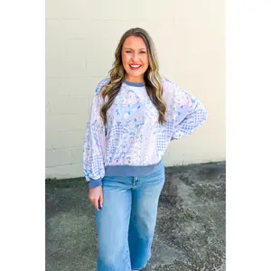 The Bluebell Patchwork Mix Print Pullover