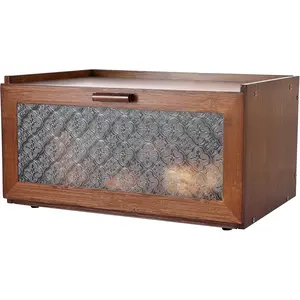 Vintage Bread Box for Kitchen Countertop - Retro Brown Bread Storage Box Breadbox Containers Organiser