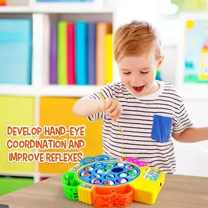 Electric Fishing Toy Set Spinning reel design Develops hand-eye coordination Educational toy for children Back-to-school gift Requires user-supplied AA batteries