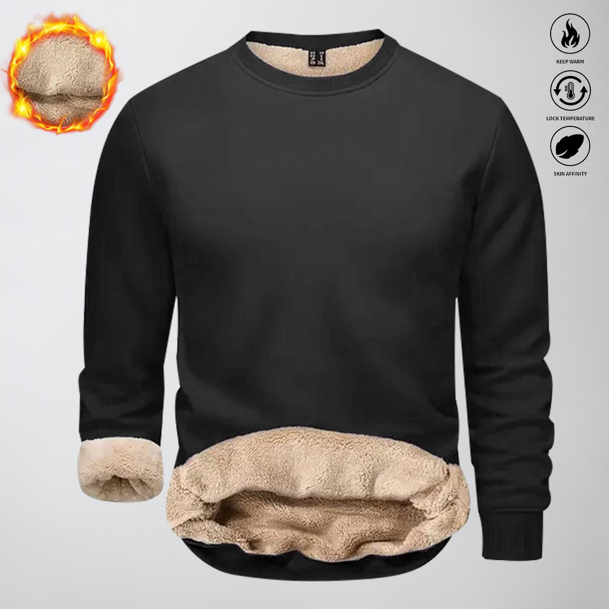 Men's Crewneck Sweatshirt Sherpa Lined Sweatshirts Fleece Pullover Basic Tops Warm Crewneck Spring Winter Sweatshirt Fallfreshness Outdoorfun