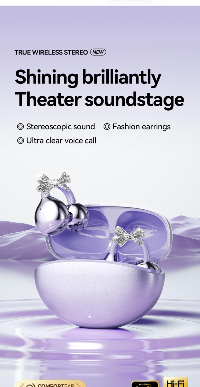 CHENRUIDA GL8 Clip On Wireless Headphones with 2025 Bluetooth 6.0 for Faster Stable Connection Low Power Use DT6.0 Pulse Directional Tech 360° ACS Panoramic Sound IPX7 Waterproof Audio Earbuds for Music&Calls Comfortable for Sports New Ear Accessories TWS