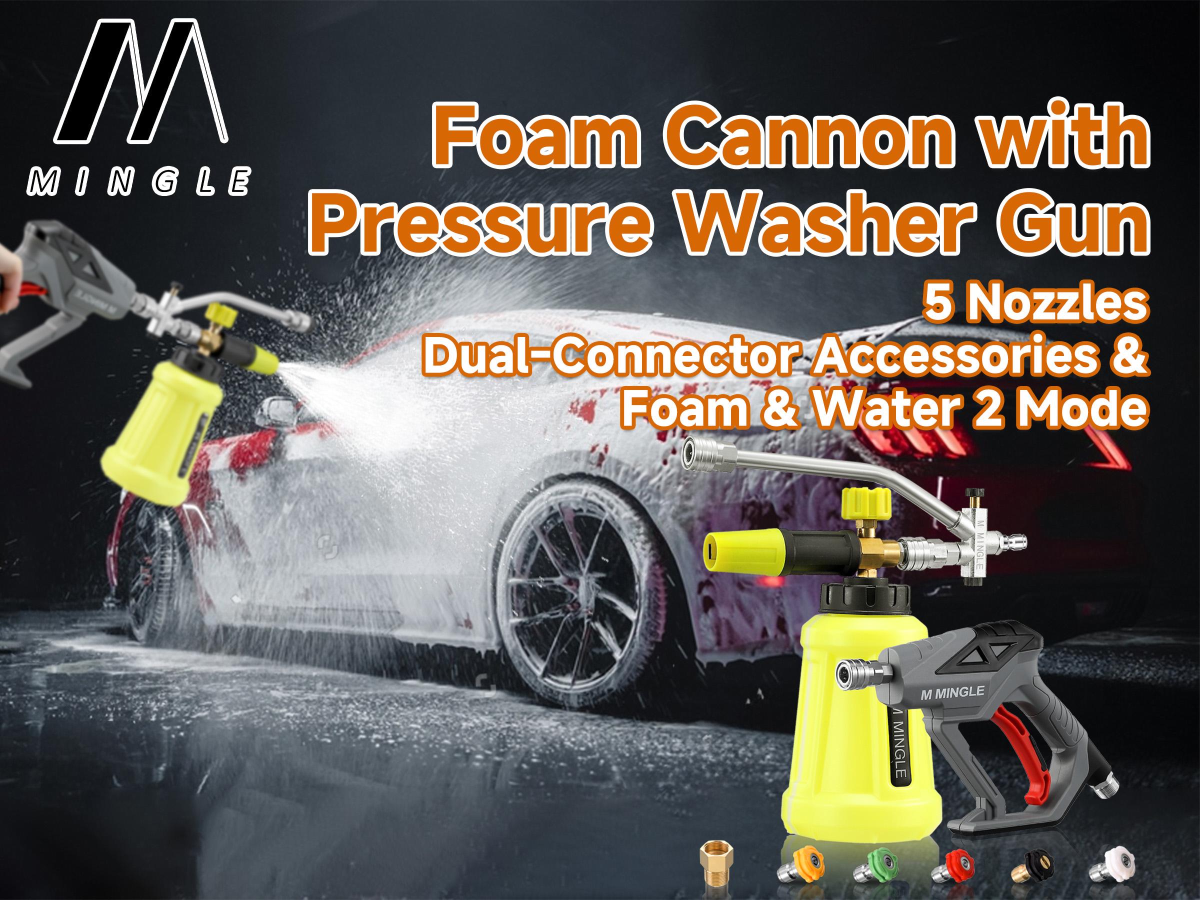 M MINGLE High Pressure Washer Wand with Foam Cannon, Foam Cannon Dual Connector Accessory, Car Wash Foam Wand Kit 1/4 Inch Quick Connector, 5 Pressure Washer Nozzle Tips M MINGLE High Pressure Washer Wand with Foam Cannon, Foam Cannon Dual Connector Accessory, Car Wash Foam Wand Kit 1/4 Inch Quick Connector, 5 Pressure Washer Nozzle Tips
