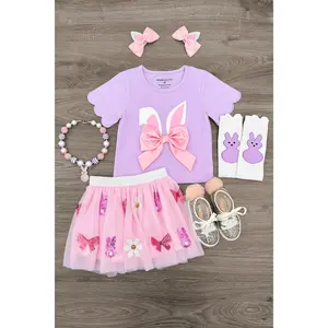 Lavender & Pink Bunny Skirt Set