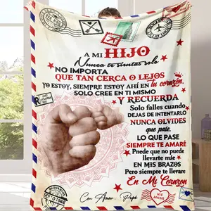 Spanish Language Blanket, Father Son Heartfelt Words, Soft Flannel Throw For Office Living Room Bed Sofa, Perfect Gift For Thanksgiving Birthday, Slogan Print Blanket A warm nap blanket Suitable for all four seasons