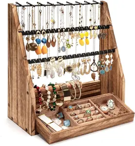 Jewelry Organizer Stand, 5 Layer Earring Holder Organizer with Necklace Holder,