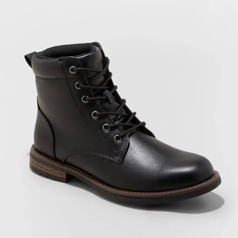 Goodfellow & Co Mens Faux Suede Lace-Up Mid Calf Combat Boots Block Heel