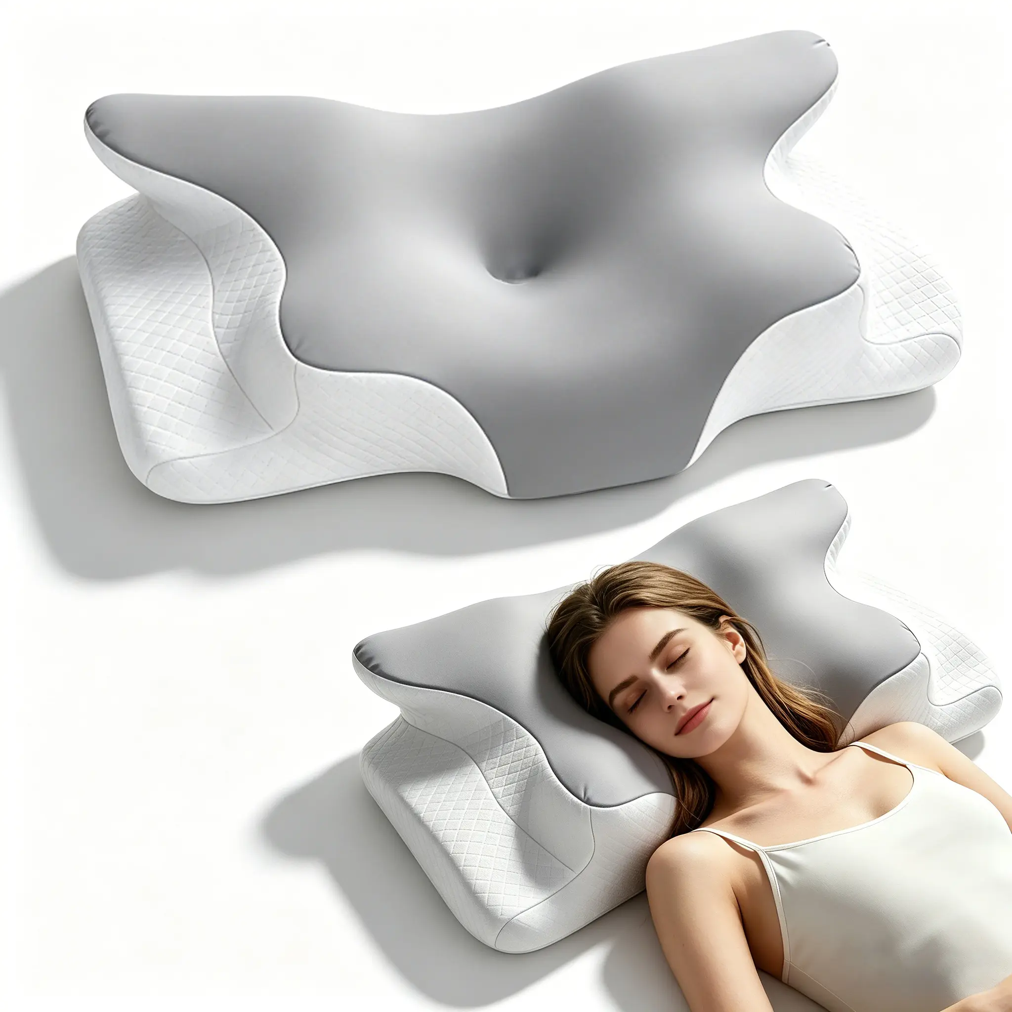 Orthopedic Cervical Neck Pillow for Sleeping - Ergonomic Memory Foam Cushion with Armrest, Back & Neck Pain Relief for All Sleep Positions, Orthopedic Memory Foam,back to school,back to school shopping,home decor