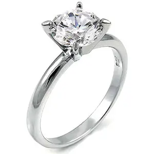 Starlette Ava Ring | 1.5 Carat Round Cut Center Stone | Plated in Rhodium | Simulated Diamond Engagement Ring