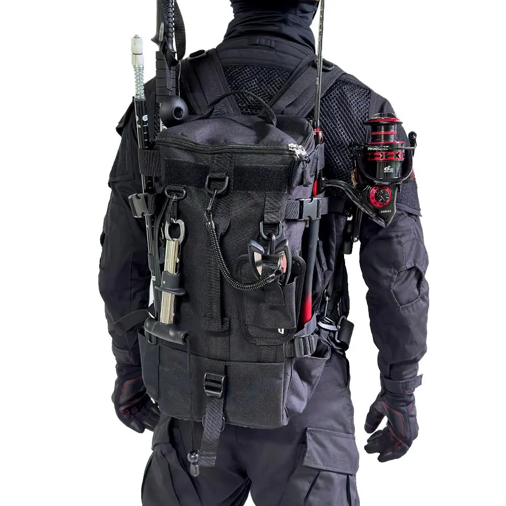 Fishing Backpack, Portable Large Capacity Fishing Gear Bag with Rod Holder, Outdoor Sports Backpack for Fishing Hiking Camping, Fishing Pole Bag