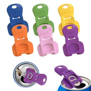 6PCS Colorful Lever Openers & Leak-Proof Drink Covers One-Handed Safety Protector for Coke Beer Soda Aluminum Cans Prevent Cuts Universal Fit Easy Clean