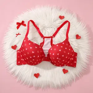 MImilemon Valentine's Day Sexy & Cute Plus Size Push-up fantasy Bra with Heart Pattern for Lifting and Fit Body Comfort Everyday bra  big  bust Size Lingerie Set plus  size perfect valentine gift