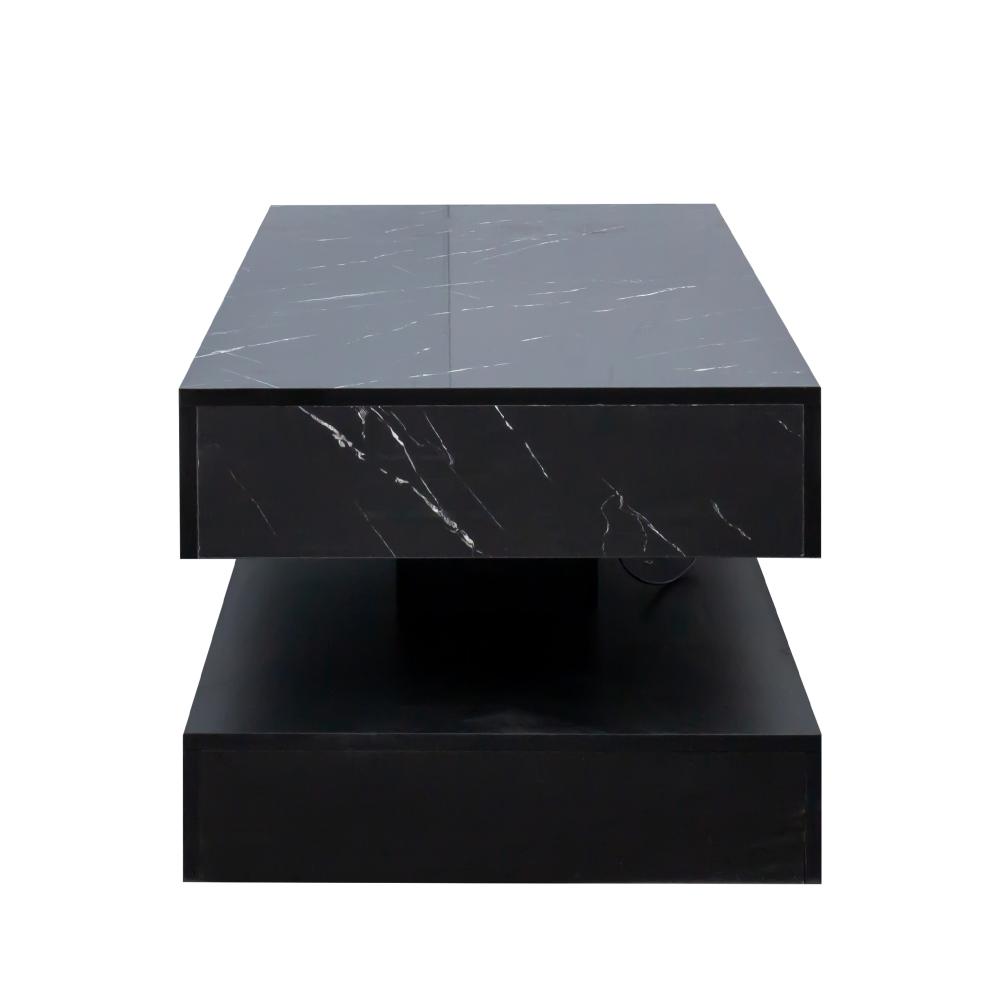 LED Coffee Table with Storage Drawer, Modern 16.93" Living Room Center Table, RGB Light Coffee Table Furniture, Black Finish