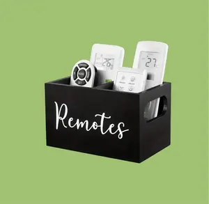 Small Handcrafted Wooden Remote Storage Box - Rustic Design for Organized Remotes - Stylish & Practical Home Decor Solution