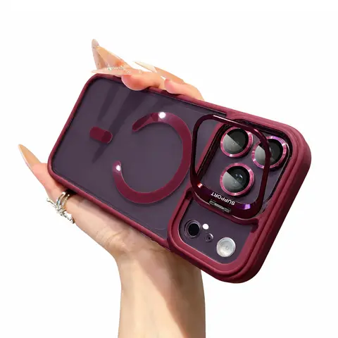 [Free!!Ship!] Heavy Duty TPU Material Camera Lens Kickstand Customized Transparent Phone Case for iPhone 18/17/16/15/14/13 Pro Max, MagSafe Ring Compatible, Shockproof Mobile Phone Accessories