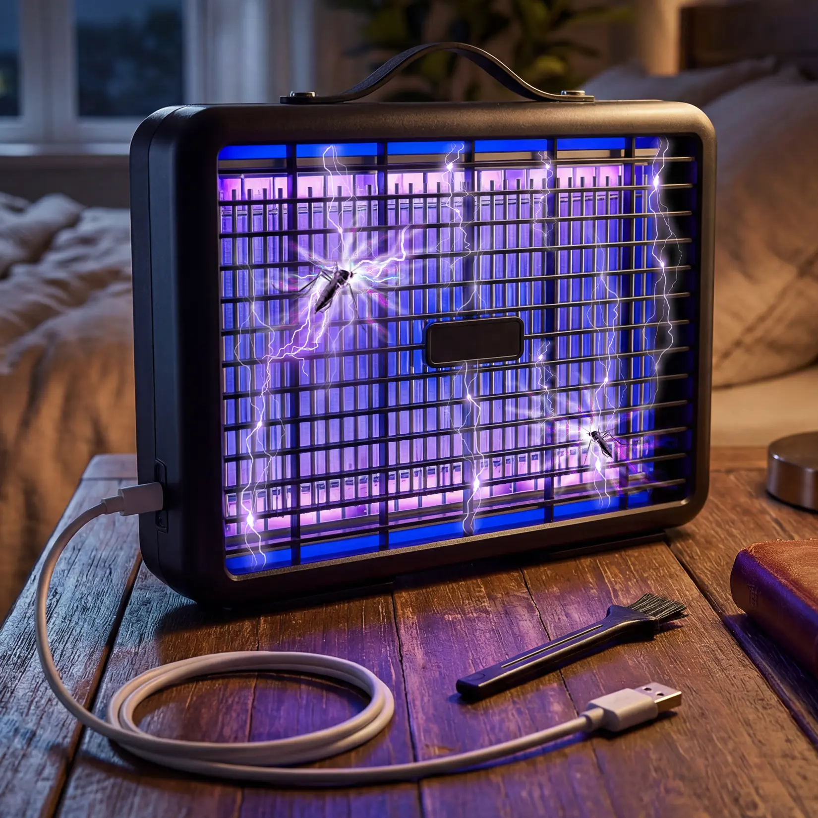 Portable Bug Zapper Mosquito Lamp - Electronic Mosquito Zapper with Silent Mode, Dual Power, Rechargeable Battery, Long-Lasting, Indoor/Outdoor for Home & Camping (Home Supplies)